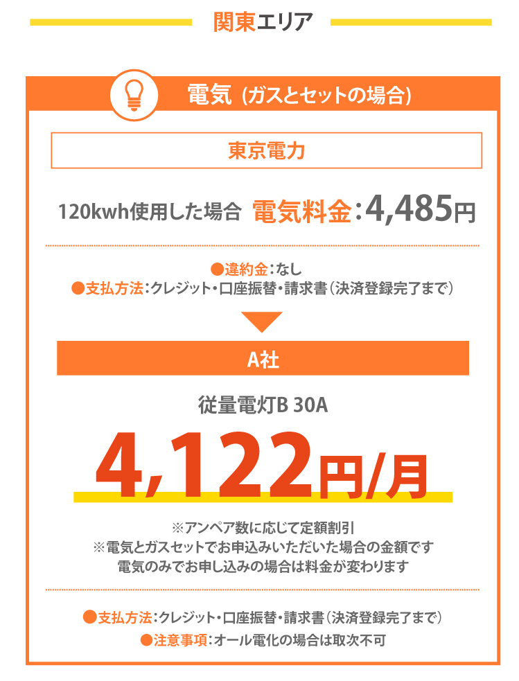 電気のみ 自由化価格例A社