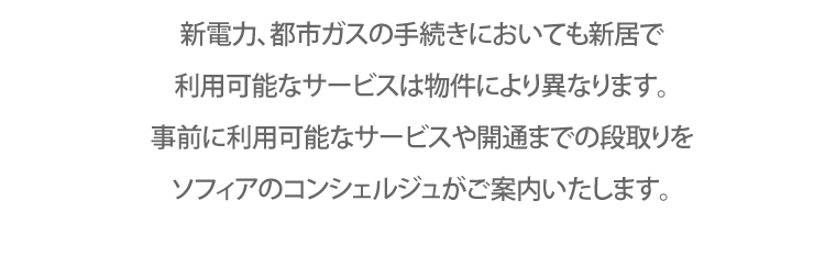 新電力、都市ガスの手続きにおいても新居で利用可能なサービスは物件により異なります